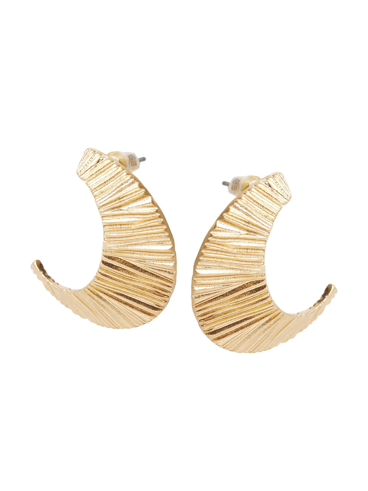 Textured Warm Gold Swoop Earrings