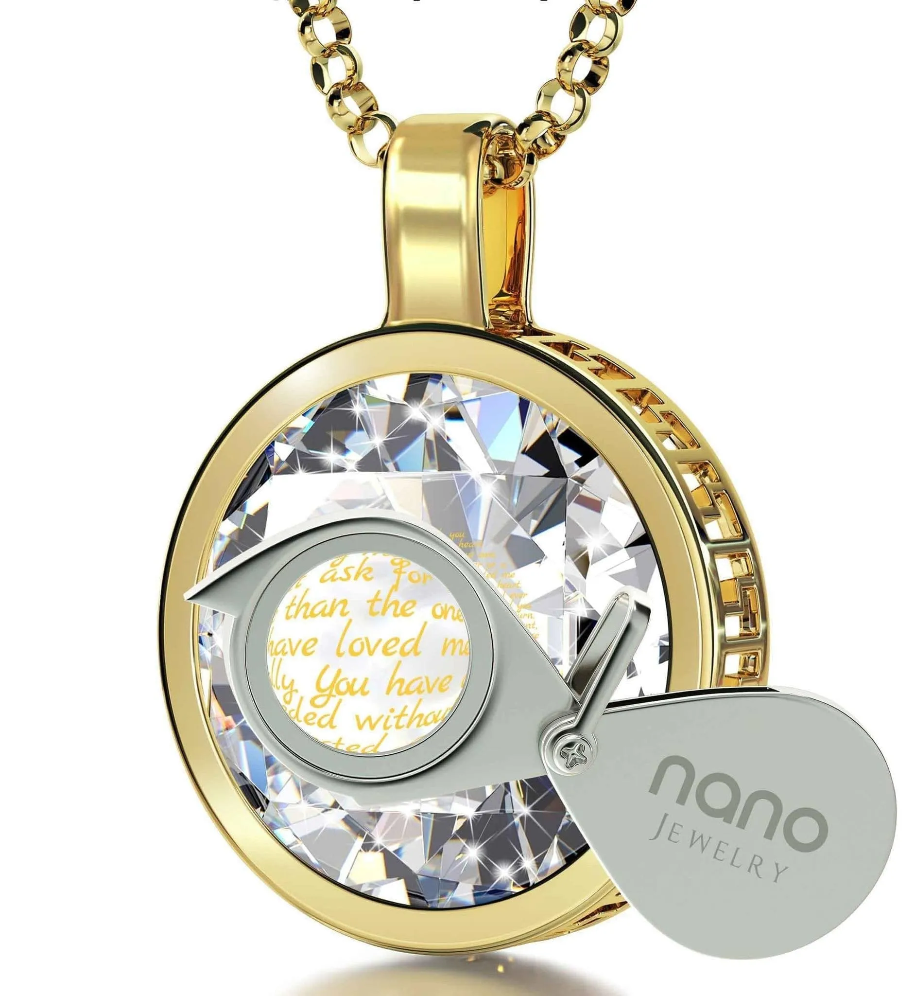 Thank You Mom, 14k Gold Necklace , Zirconia