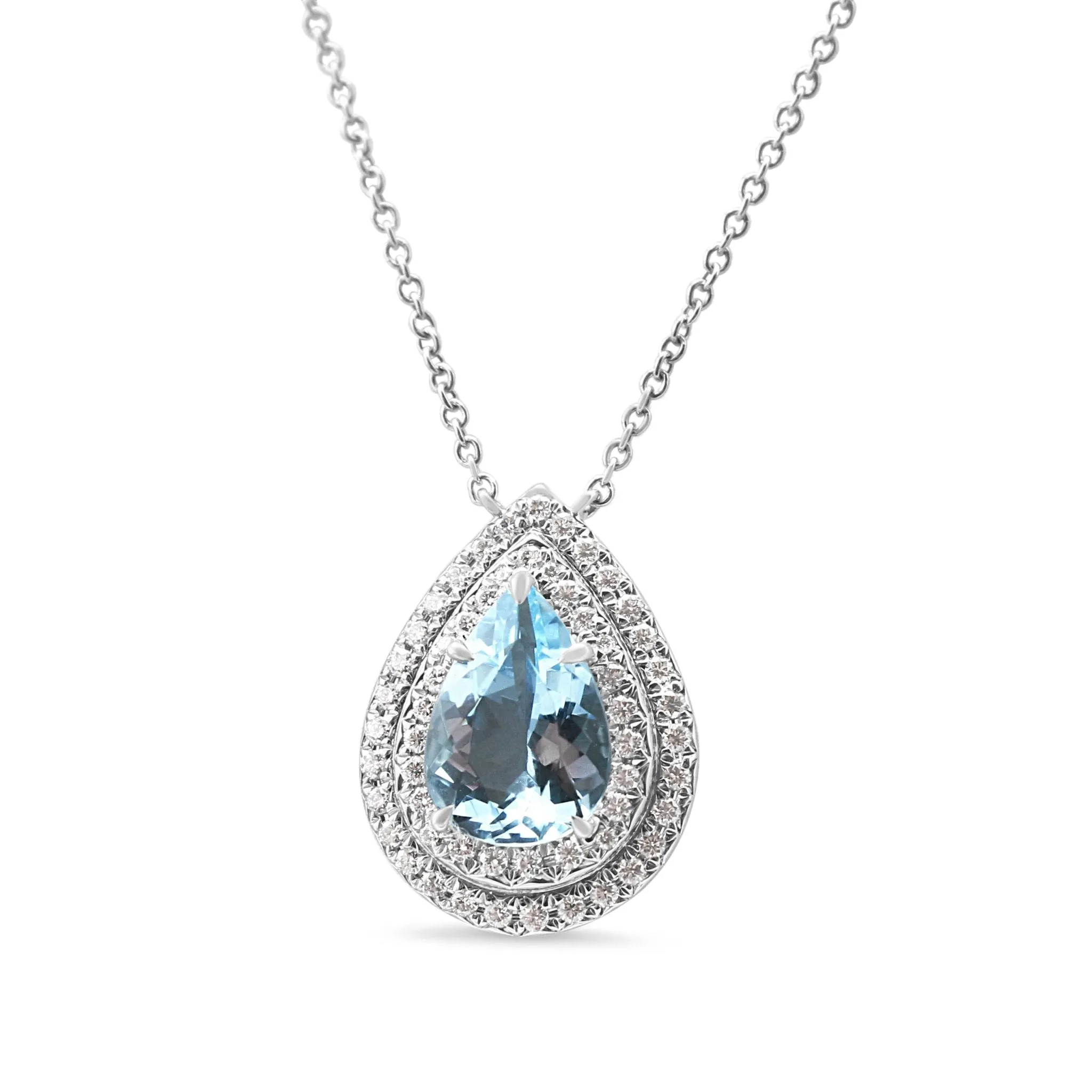 Tiffany Soleste Aquamarine & Diamond Pendant On Necklace