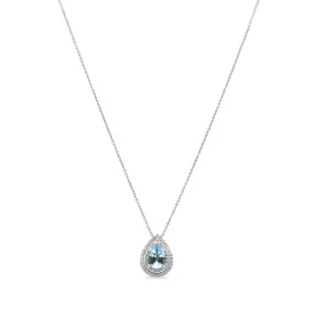 Tiffany Soleste Aquamarine & Diamond Pendant On Necklace