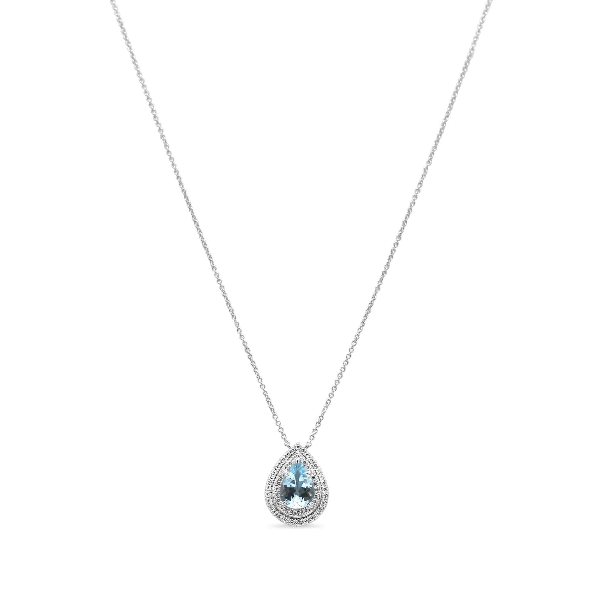 Tiffany Soleste Aquamarine & Diamond Pendant On Necklace