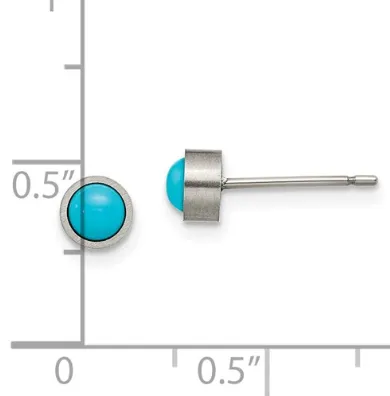 Titanium Brushed With Turquoise 5mm Stud Earrings