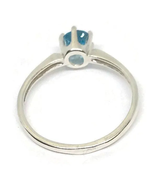 Topaz Ring-Blue Topaz-Sterling silver Rings-US Size 7 Ring, Swiss Blue Topaz Ring