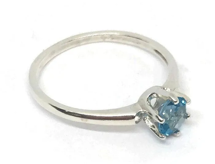 Topaz Ring-Blue Topaz-Sterling silver Rings-US Size 7 Ring, Swiss Blue Topaz Ring