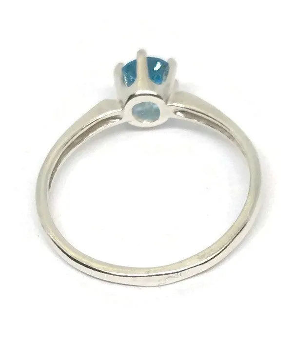 Topaz Ring-Blue Topaz-Sterling silver Rings-US Size 7 Ring, Swiss Blue Topaz Ring