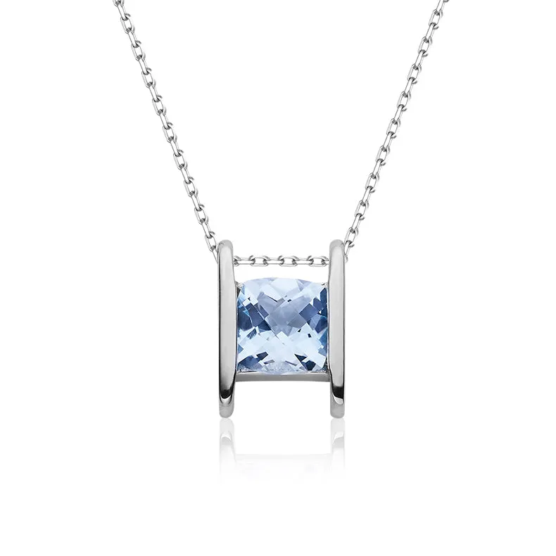 Topaz Stone Solitaire Drop Necklace for Women