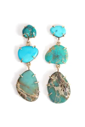 Turquoise and Variscite Drop Earrings