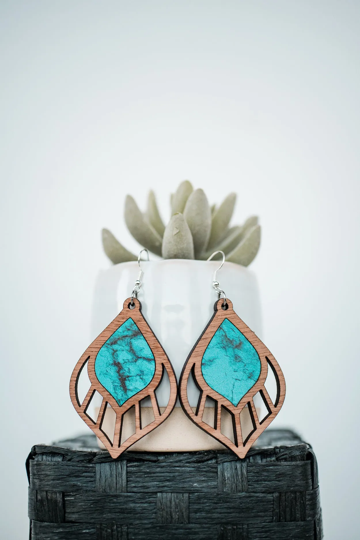 Turquoise Cutout Teardrop Earrings