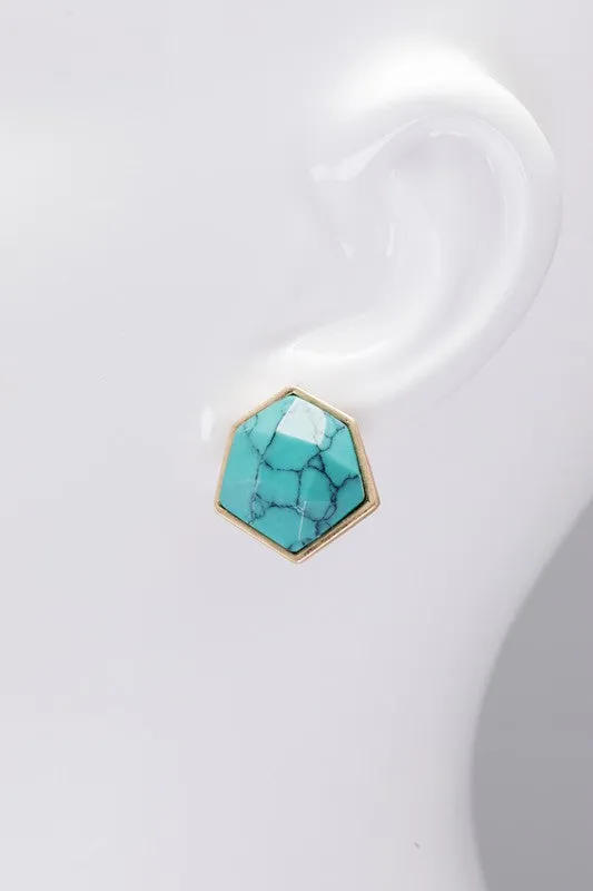 Turquoise Hexagon Studs