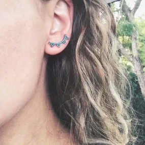 Turquoise Paradise Ear Boho Cuff - Sterling Silver