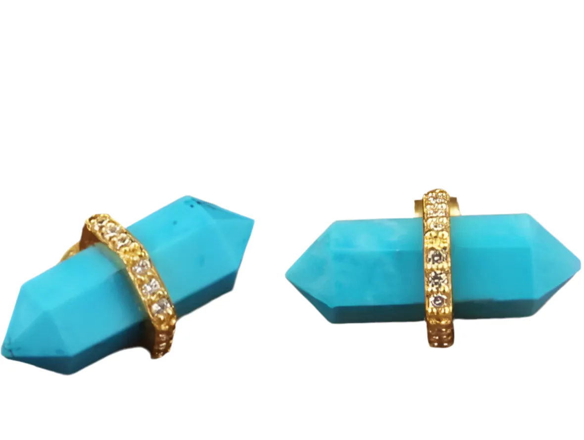 Turquoise Pencil-Cut Gemstone Stud Earrings