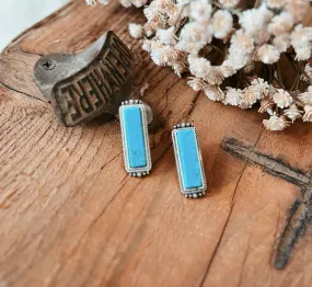 Turquoise Stone Bar Post Earrings