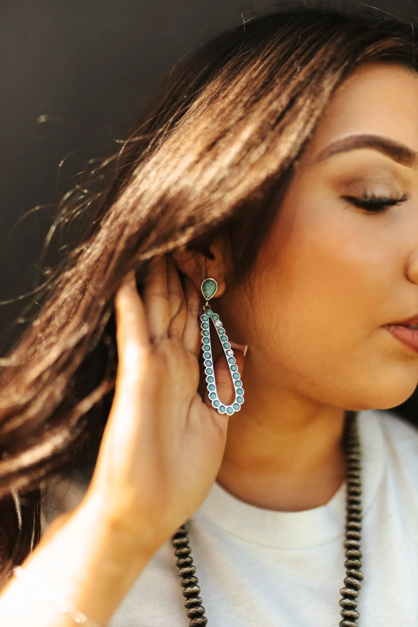 Turquoise Stone Teardrop Earrings