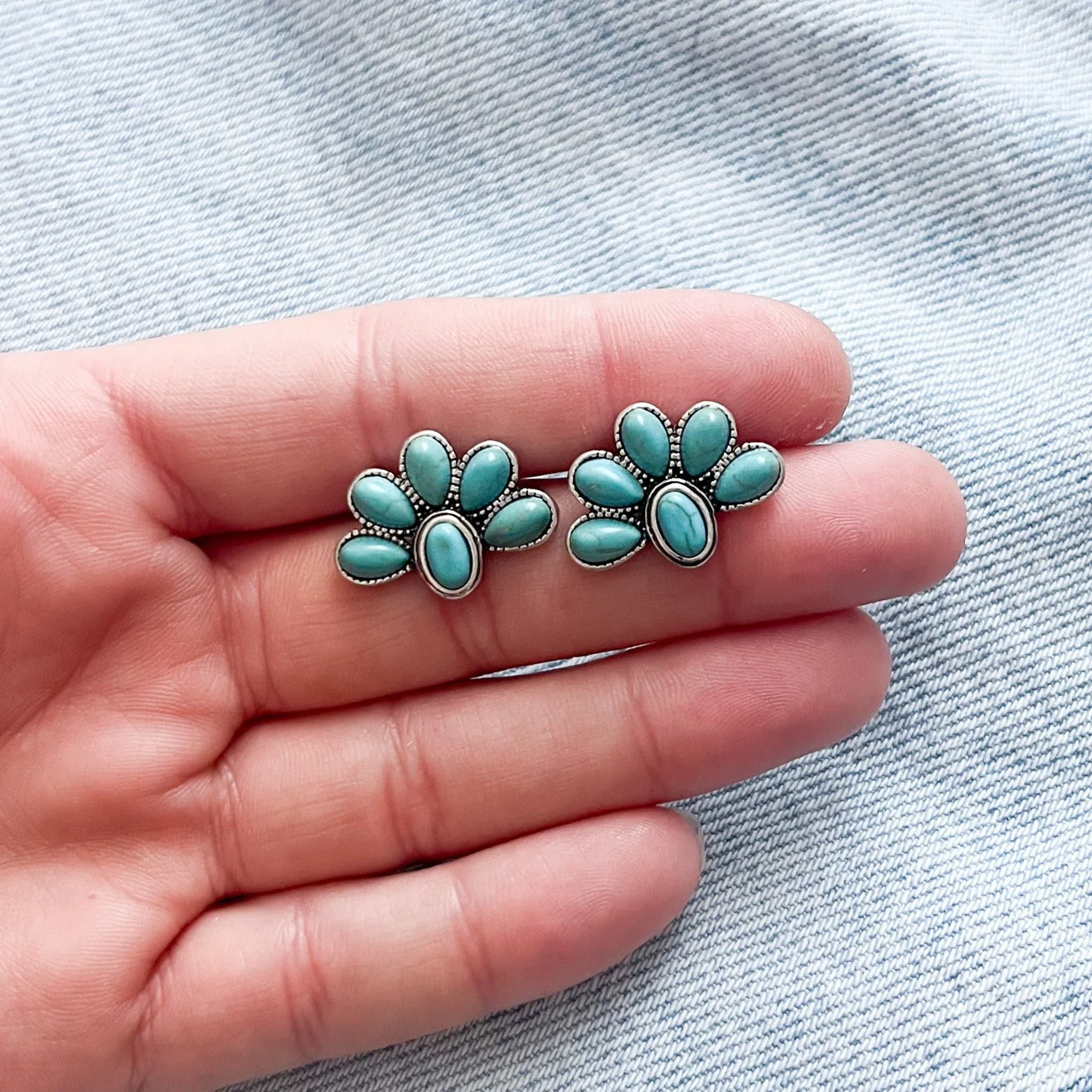 Turquoise Sun Blossom Stud Earrings