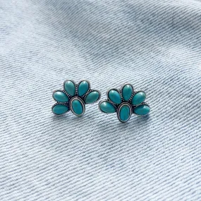 Turquoise Sun Blossom Stud Earrings