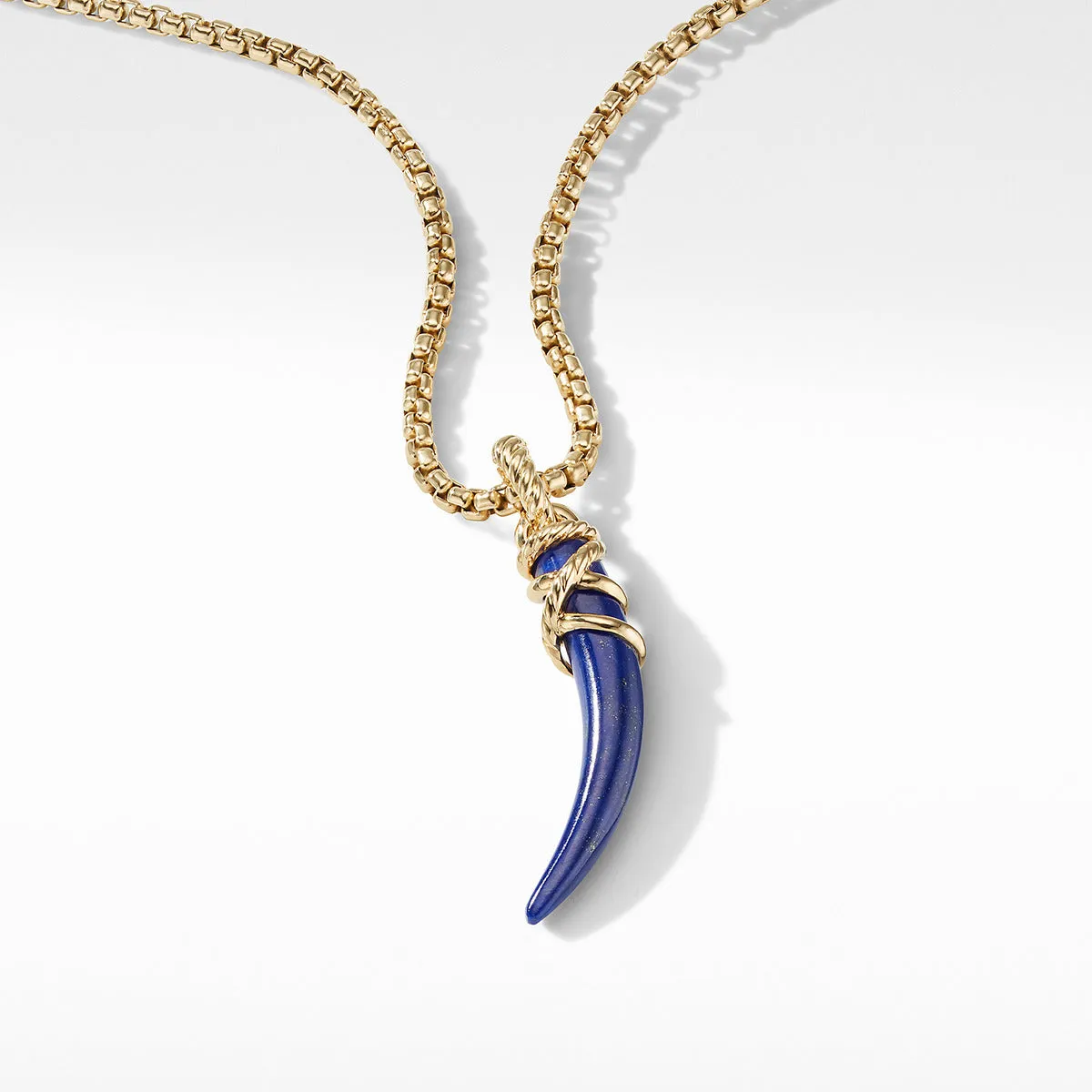 Tusk Amulet with Lapis and 18K Yellow Gold