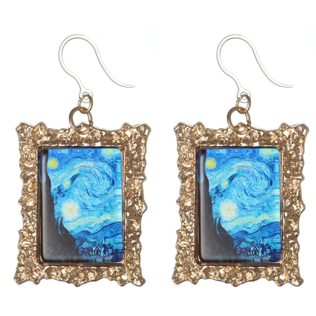 Van Gogh Framed Art Dangles Hypoallergenic Earrings for Sensitive Ears Made with Plastic Posts