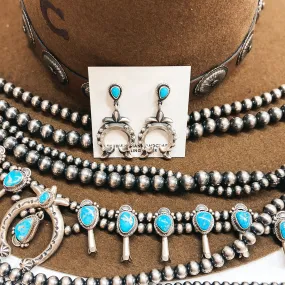 Verley Betone | Navajo Handmade Sterling Silver Naja Drop Earrings with Kingman Turquoise Post