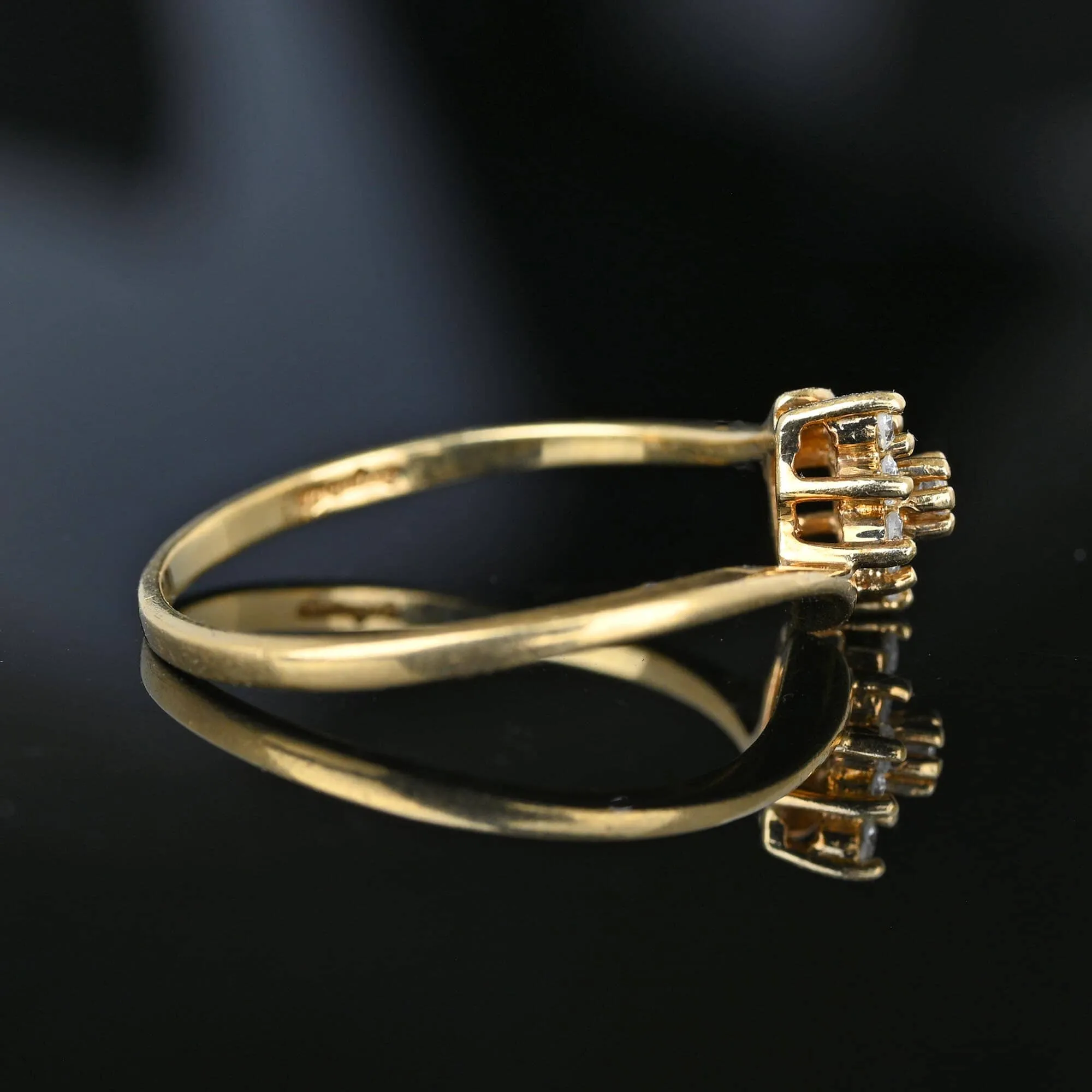 Vintage 10K Gold Bypass Diamond Cluster Ring