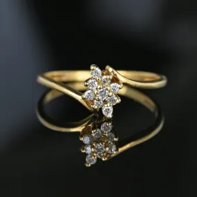 Vintage 10K Gold Bypass Diamond Cluster Ring