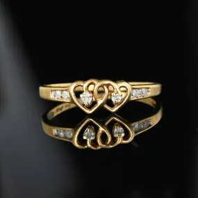 Vintage 10K Gold Diamond Joined Heart Ring