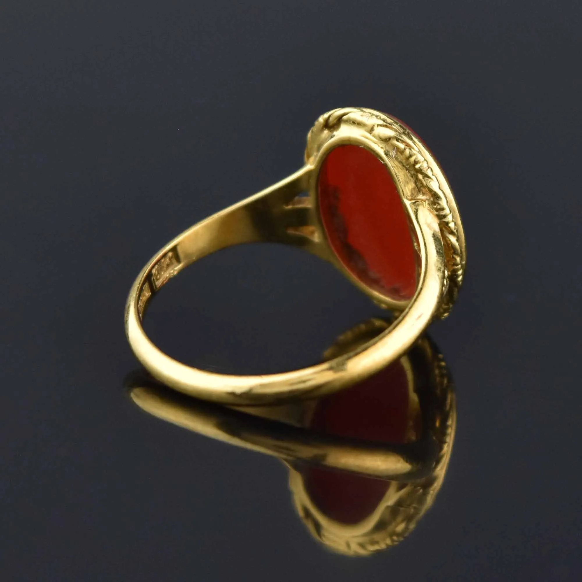 Vintage 18K Gold Carnelian Intaglio Wax Seal Ring