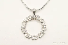 Vintage Cubic Zirconia "Love" Sterling Silver Necklace