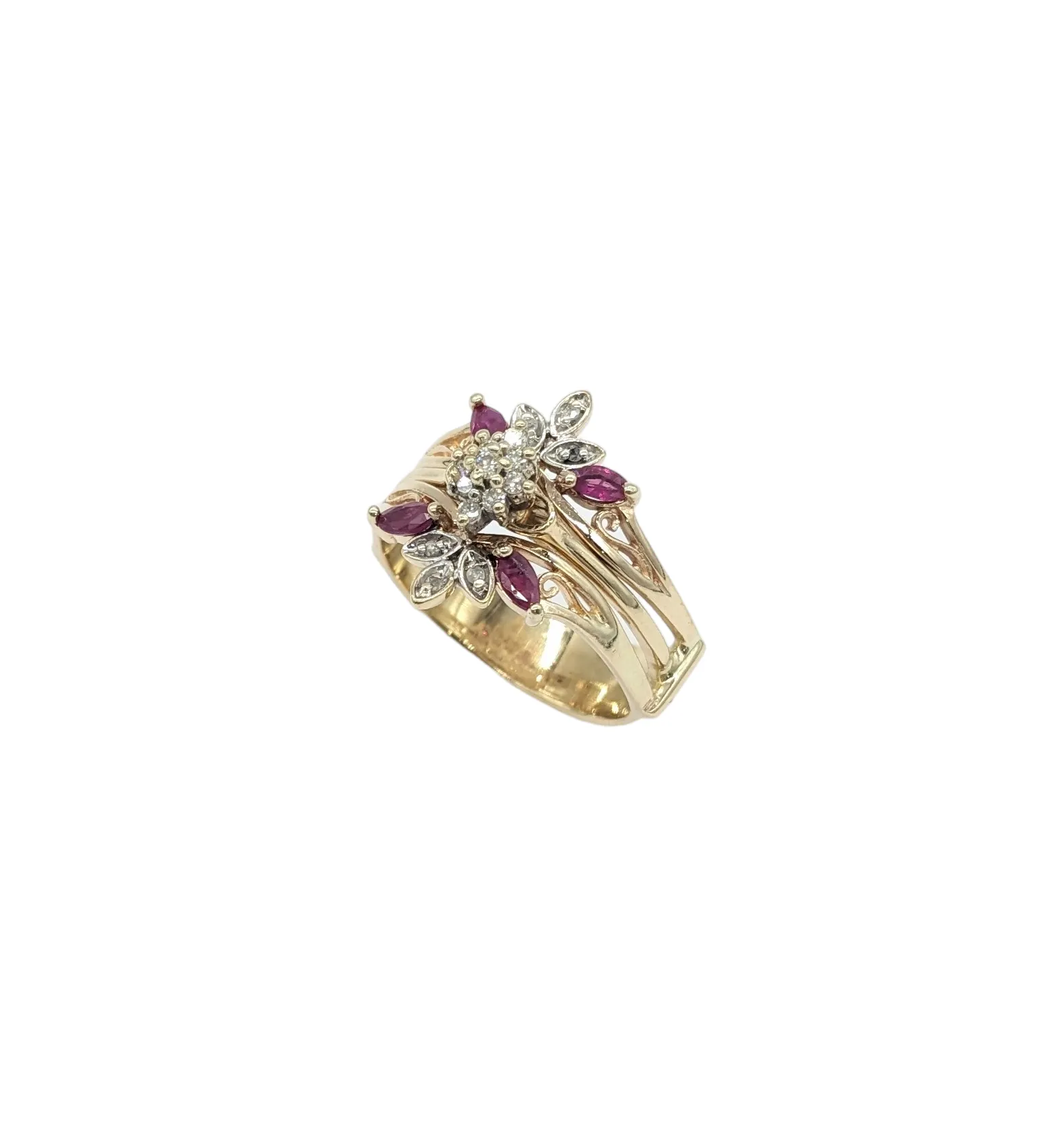 Vintage Ruby and Diamond Chip Ring