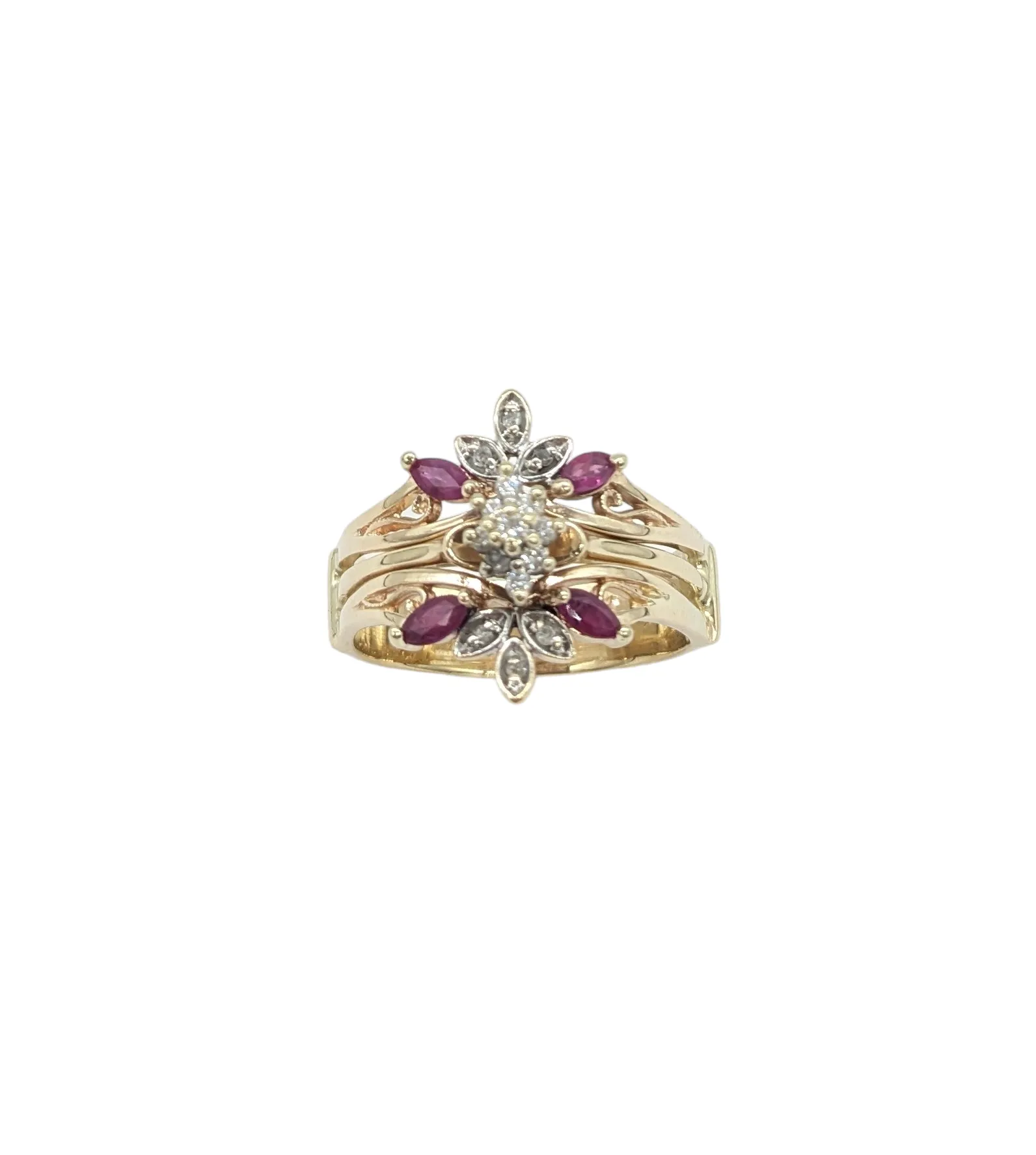 Vintage Ruby and Diamond Chip Ring