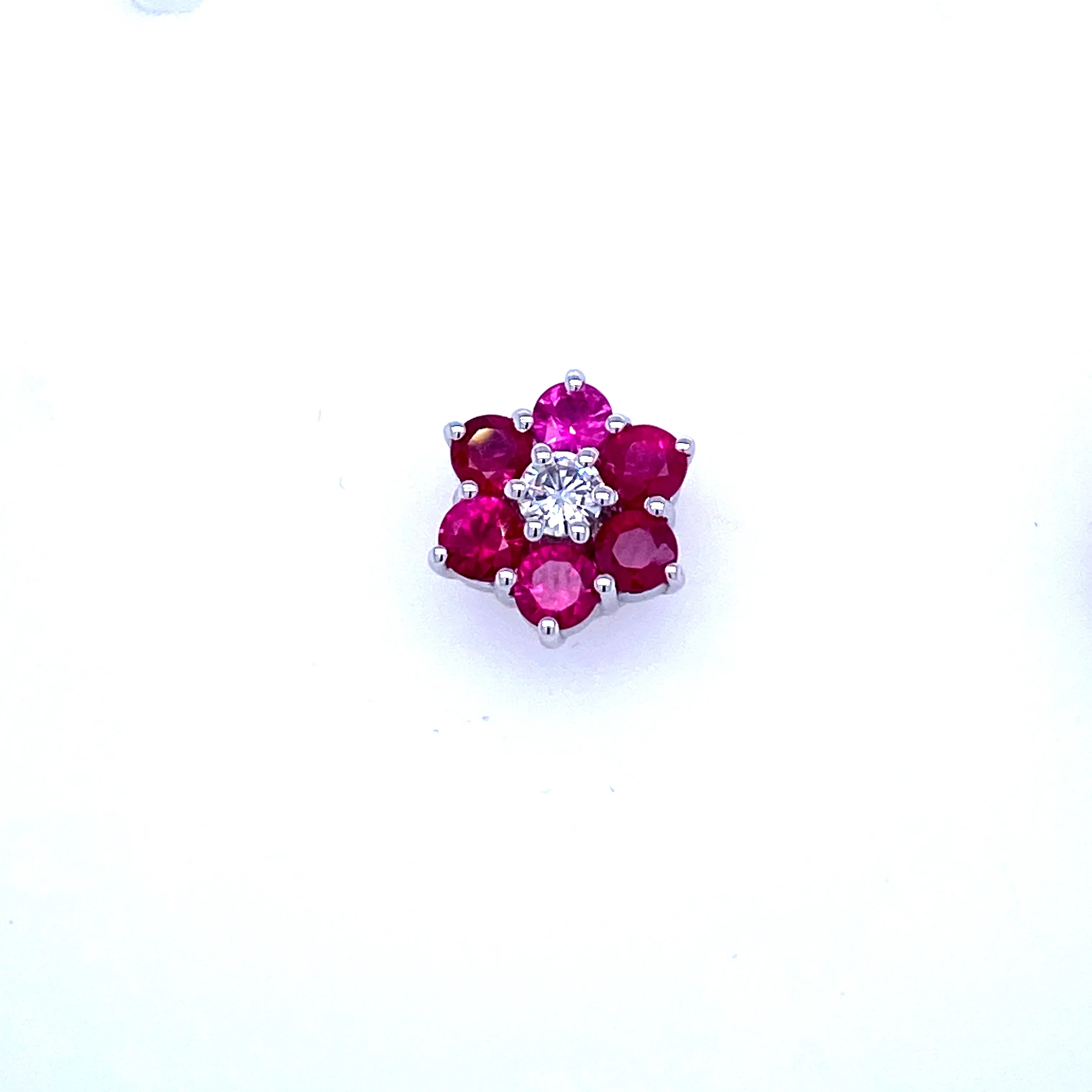 Vintage Ruby Diamond Gold Cluster Stud Earrings