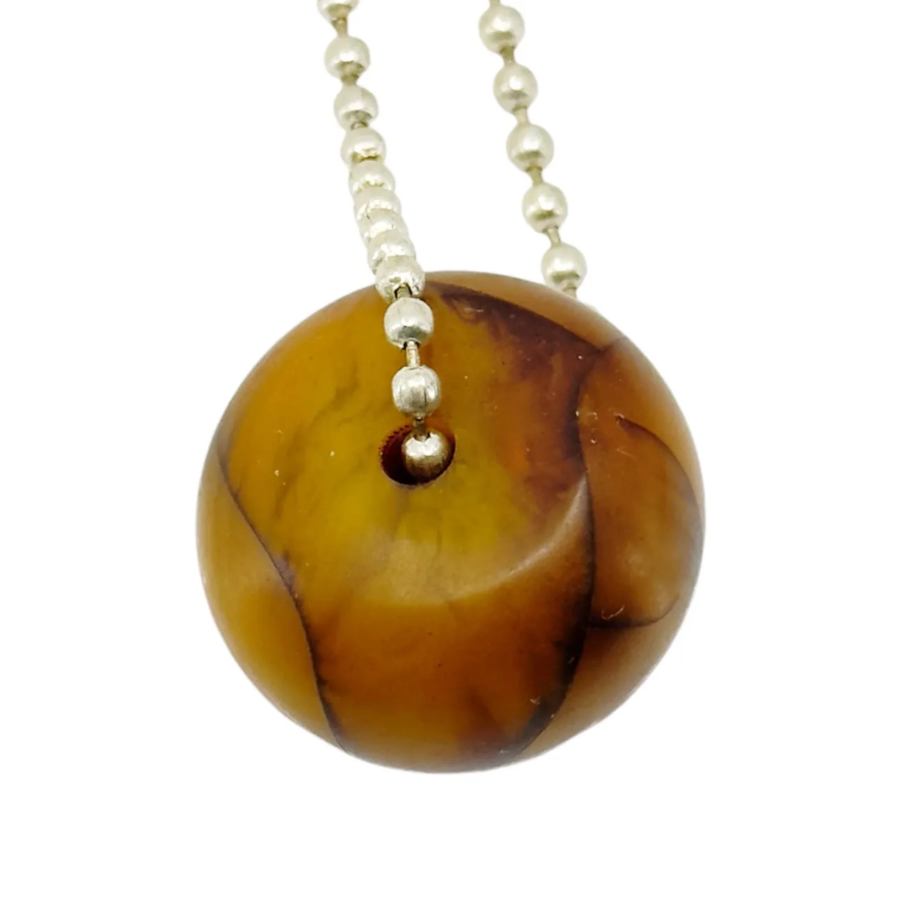 Vintage silver Plated 24mm copal amber bead necklace