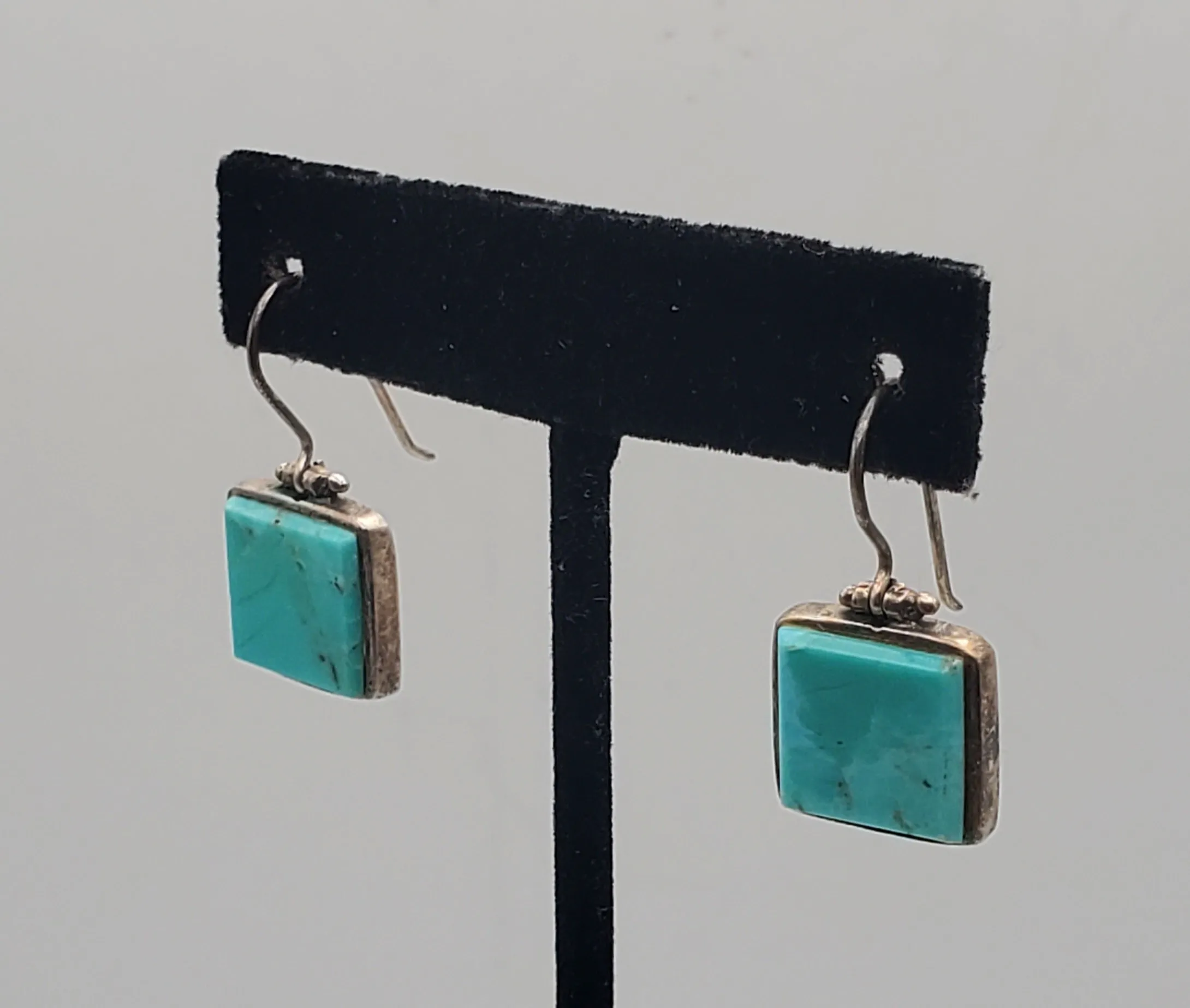 Vintage Sterling Silver Faux Turquoise Earrings