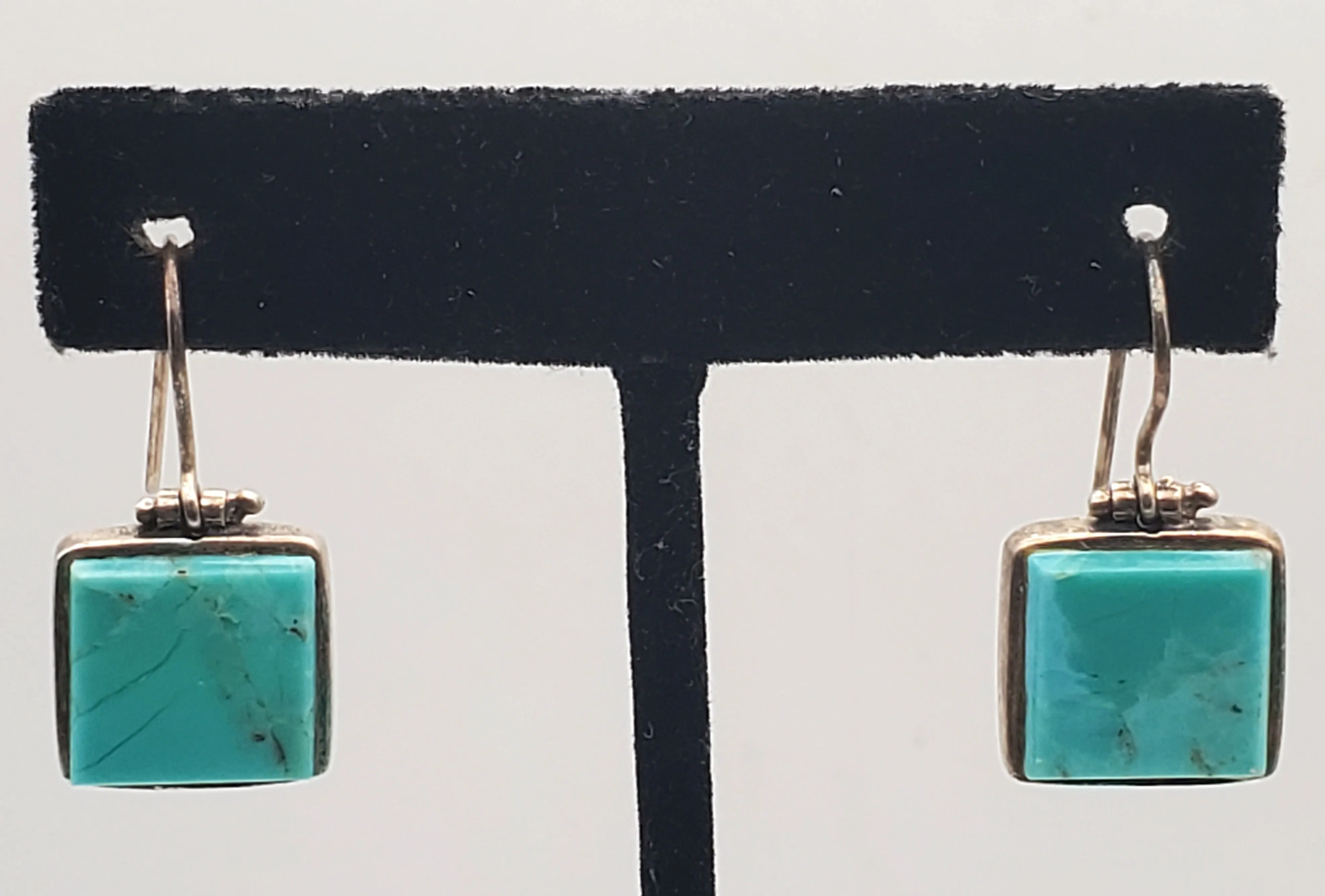 Vintage Sterling Silver Faux Turquoise Earrings