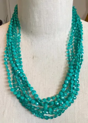 Vintage Teal Green Multistrand Necklace