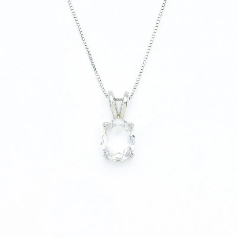 White Topaz Pendant - Natural White Topaz Necklace - Dainty Topaz Necklace