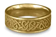 Wide Celtic Hearts Wedding Ring in 14K Yellow Gold