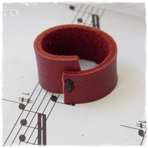 Wine Red Leather Ring