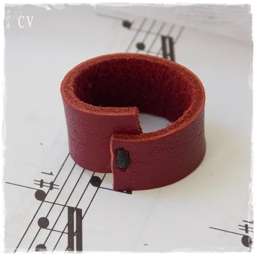 Wine Red Leather Ring