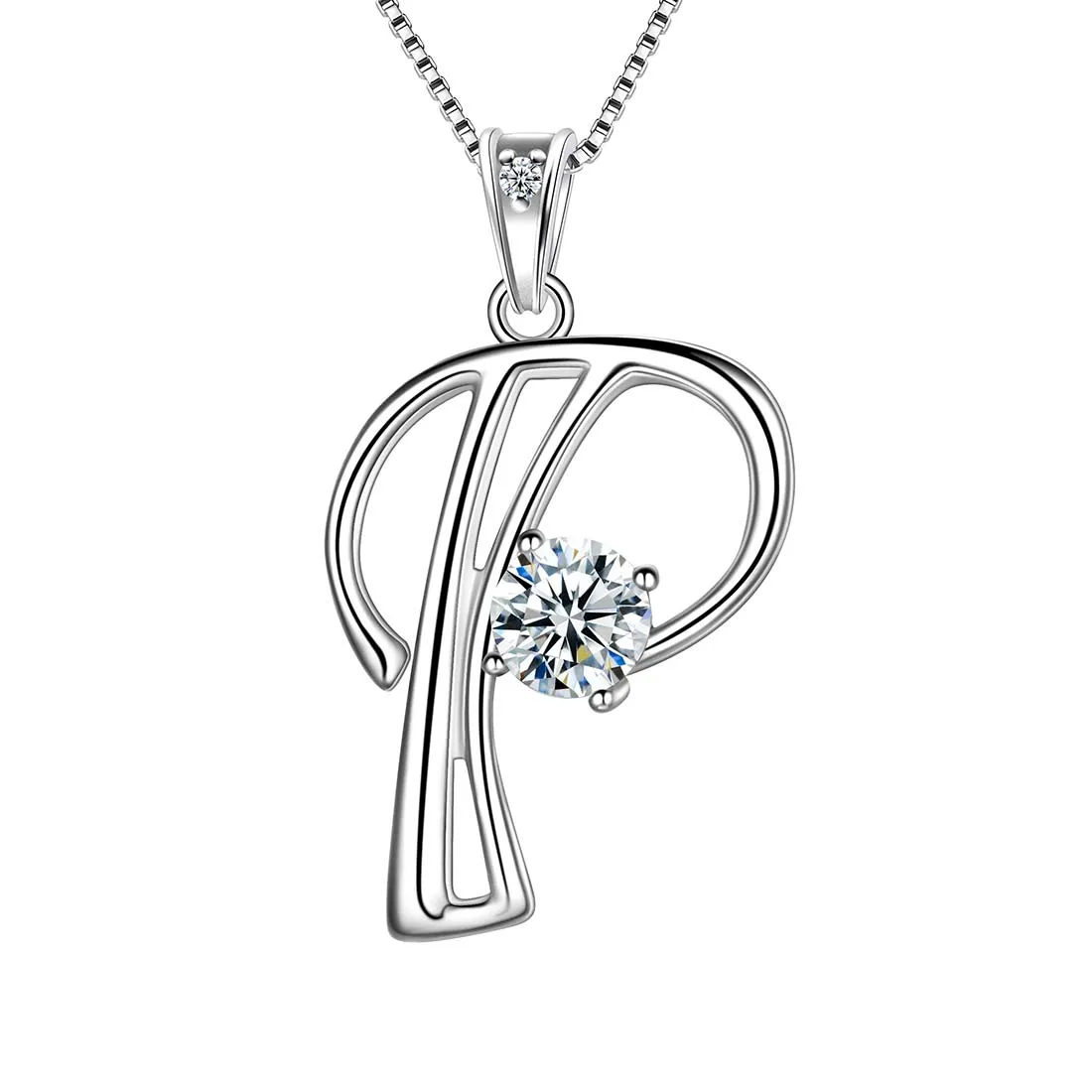 Women Initial P Letter Pendant Necklace Girl Name Jewelry Gift 925 Sterling Silver