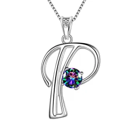 Women Initial P Letter Pendant Necklace Girl Name Jewelry Gift 925 Sterling Silver