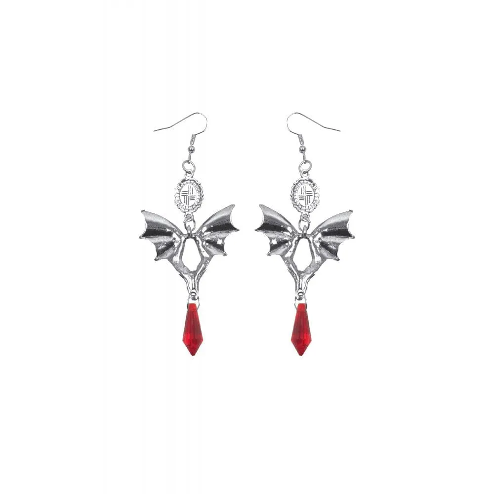 Women's Gothic Bat Ruby Earrings