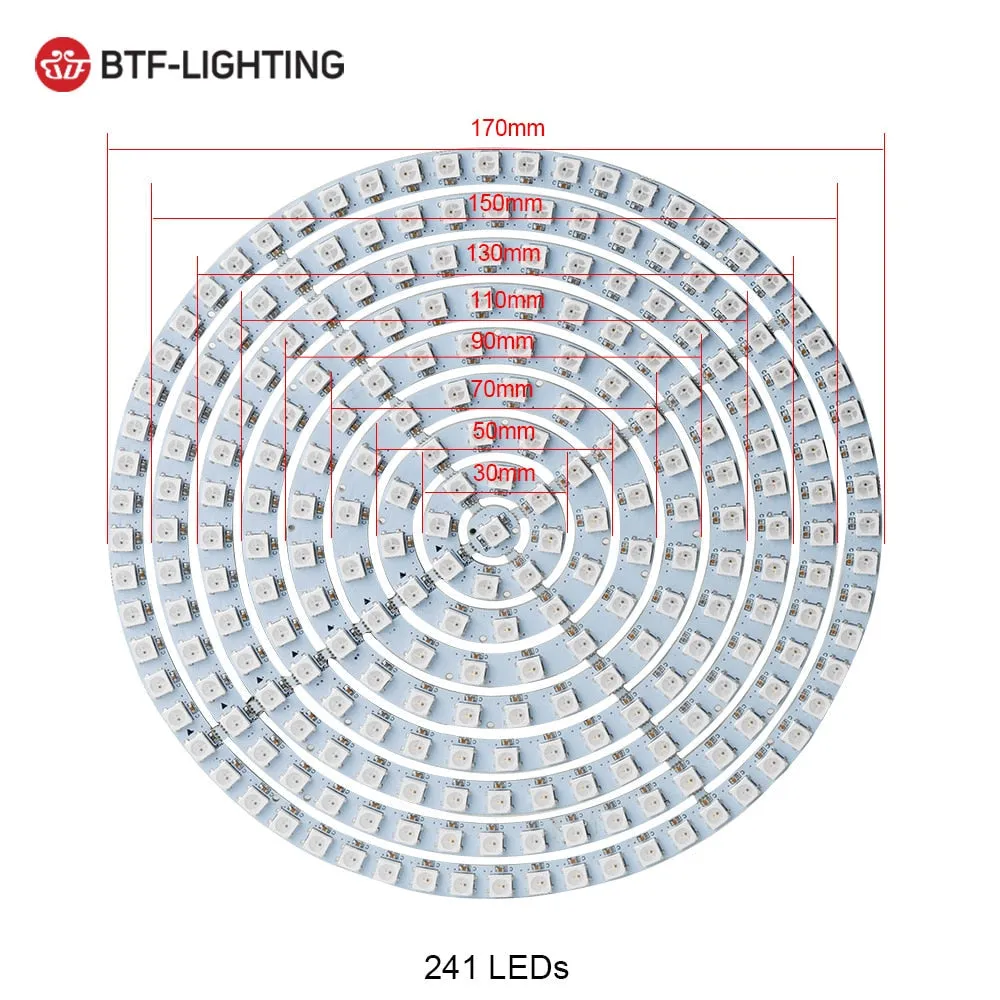 WS2812B DIY RGB LED Ring 148 to 241 Pixels WS2812 Round Modules SK6812 5050 Built-in RGB Addressable 5V LED Circle Arduino Ring