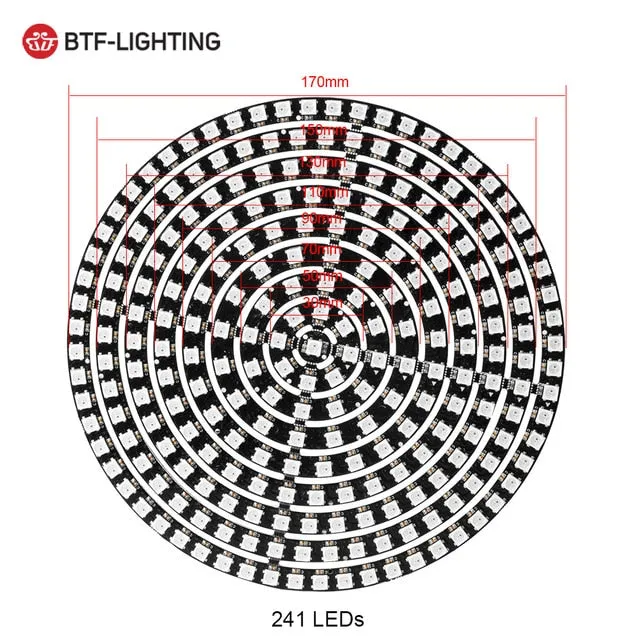 WS2812B DIY RGB LED Ring 148 to 241 Pixels WS2812 Round Modules SK6812 5050 Built-in RGB Addressable 5V LED Circle Arduino Ring