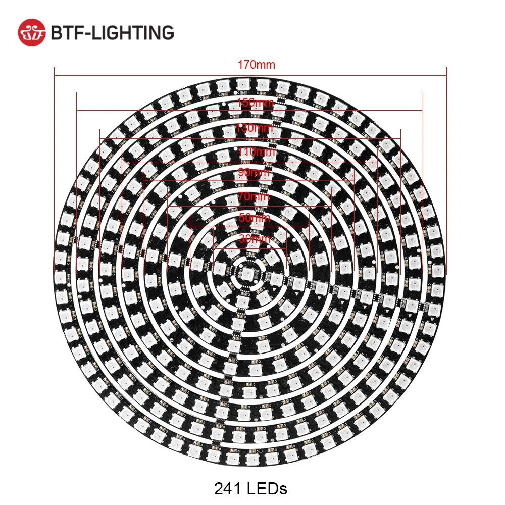 WS2812B DIY RGB LED Ring 148 to 241 Pixels WS2812 Round Modules SK6812 5050 Built-in RGB Addressable 5V LED Circle Arduino Ring