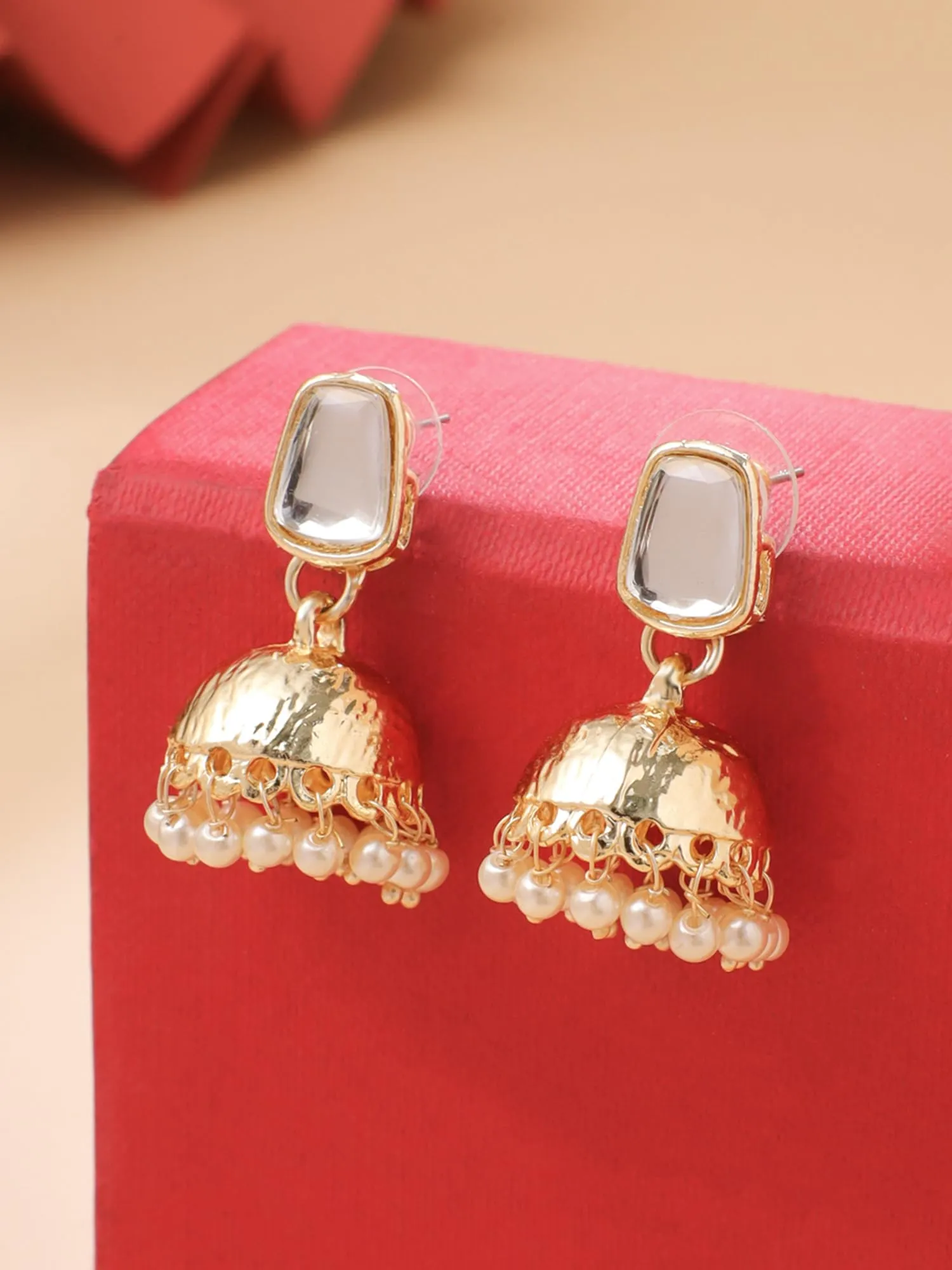 Yellow Chimes Kundan Jhumka Earrings for Women | Traditional Gold Plated Jhumki Earring for Girls | Golden Kundan Jhumkas | Fashion Accessories for Women | Birthday Anniversary Gift