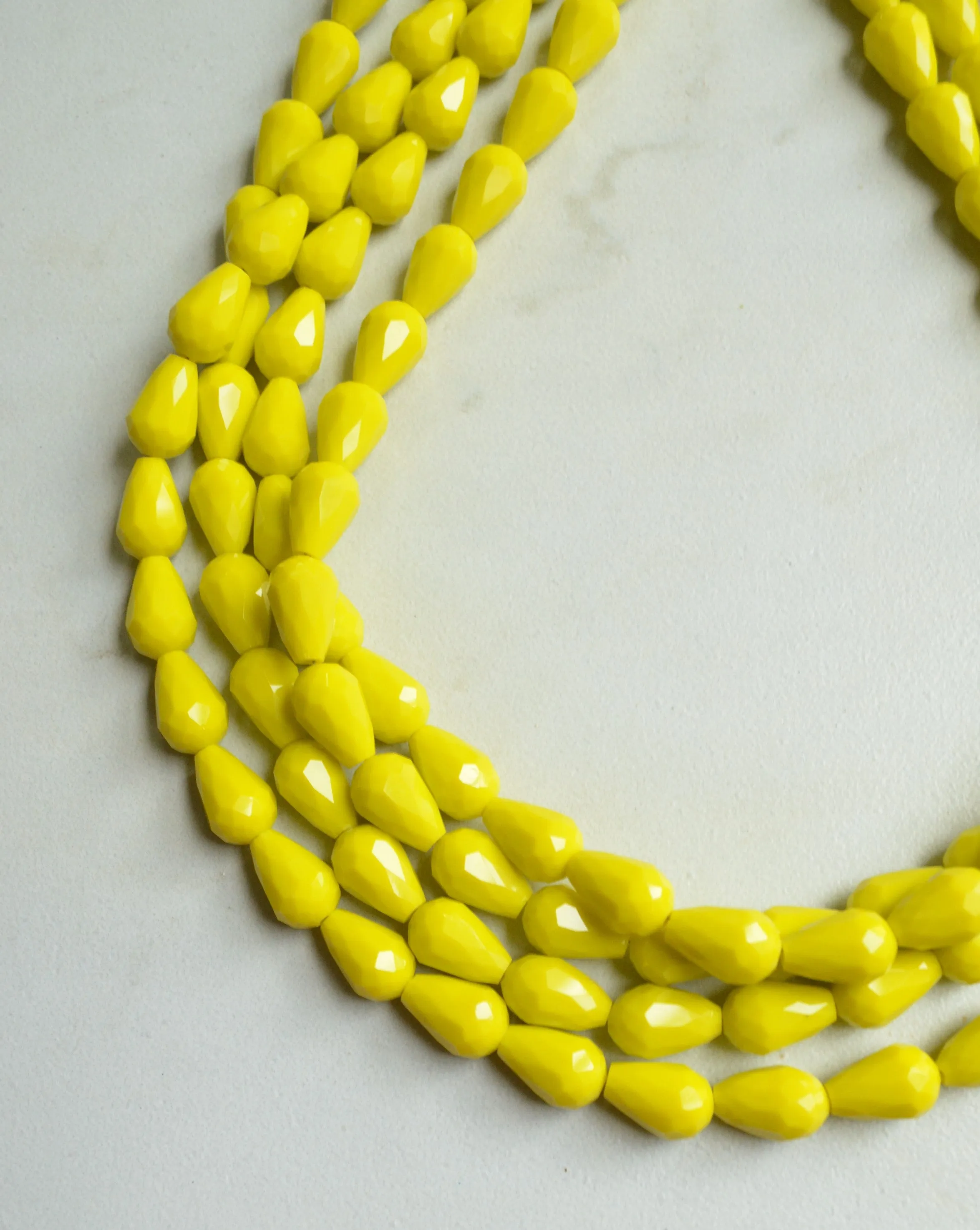 Yellow Glass Bead Chunky Multi Strand Statement Necklace