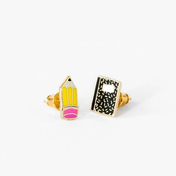 Yellow Owl Workshop Pencil & Notebook Earrings