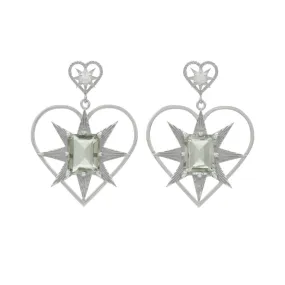 Zoe & Morgan Shining Heart Earrings - Sterling Silver