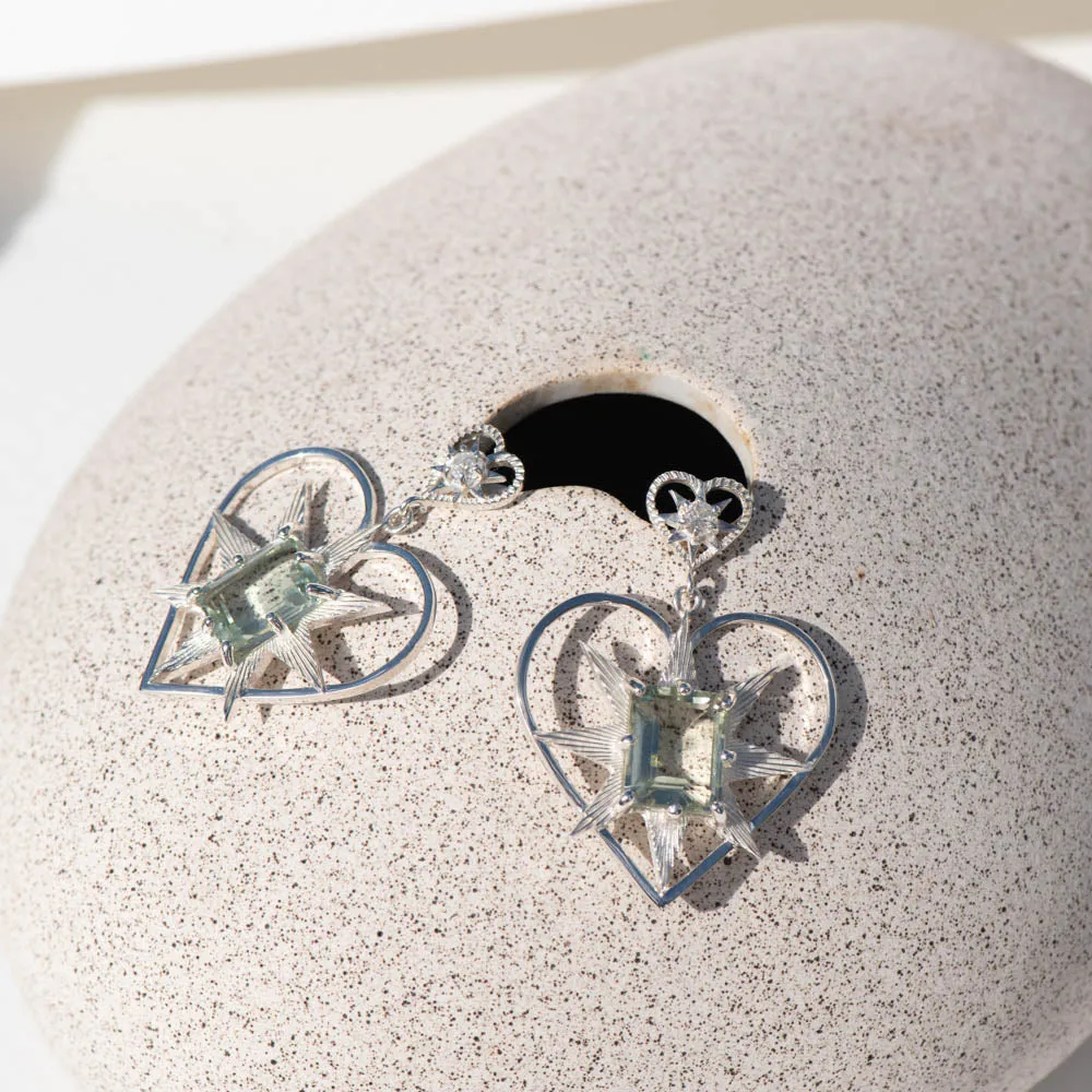 Zoe & Morgan Shining Heart Earrings - Sterling Silver